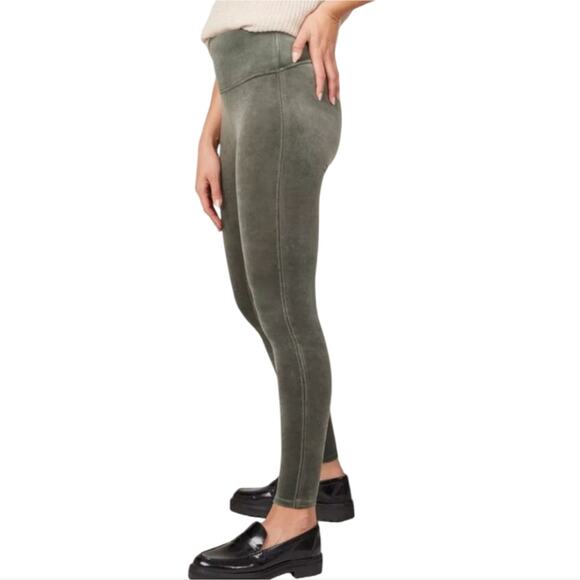 Spanx Velour Velvet Skinny Ankle High Rise‎ Pants Dark Palm Women Size MED New - Picture 3 of 9